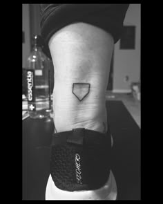 Home plate tattoo on ankle Baseball Tattoos Ideas, Baseball Related Tattoos, Fine Line Baseball Tattoo, Cool Baseball Tattoos, Baseball Home Plate Tattoo, Baseball Softball Tattoo, Baseball Number Tattoo, Matching Baseball Tattoos, Baseball Diamond Tattoo