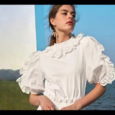 Brand New. Size Medium But May Be Better For A S. Shoulder: 13" Bust: 36.4" Sleeve: 14.6" Length: 22.2" Cotton Puff Sleeve Shirt, Shein Tops, Be Better, Shirt Color, Puff Sleeve, Sleeve Shirt, Colorful Shirts, Color White, Womens Tops