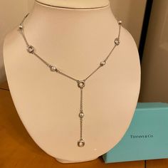 Authentic Tiffany & Co. Sterling Silver And Pearl Cushion Drop Necklace. Great Condition. Comes With Box. Purchased In 2006-2007. Barely Worn. Jewelry Tiffany, Tiffany Co Jewelry, Drop Necklace, Silver Pearls, Tiffany & Co., Womens Jewelry Necklace, Jewelry Necklaces, Women Jewelry, Necklaces