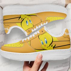 Tweety Custom Cartoon Air Sneakers LT13 All of our Air Sneakers styles are custom-made-to-order and handcrafted to the highest quality standards. High-quality rubber sole for traction and exceptional durability Lace-up closure for a snug fit. Material: Microfibre leather: chemical & abrasion resistance, anti-crease, aging resistance Please allow 7-10 business days to receive a tracking number while your order is hand-crafted, packaged and shipped from our facility. Custom Sneakers With Gum Sole For Sports, Sports Custom Sneakers With Gum Sole And Round Toe, Non-slip Low-top Custom Sneakers For Streetwear, Custom Low-top Non-slip Sneakers For Streetwear, Low-top Non-slip Custom Sneakers For Streetwear, Custom Non-slip Low-top Sneakers For Streetwear, Fade-resistant Low-top Custom Sneakers, Fade-resistant Round Toe Sneakers With White Sole, Casual Low-top Custom Non-slip Sneakers