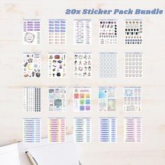 the planner sticker pack bundle is displayed on a table