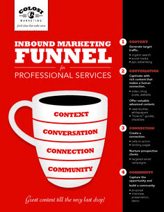 the info sheet for an inbound marketing funnel with coffee cups and words on it