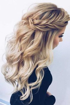 @JvBabycakez 💜 Night Out Hairstyles, Elegant Wedding Hair, Hair 2018, Wedding Hair Down, Bridesmaid Hairstyles, Long Blonde, Glamorous Wedding, Half Up Hair