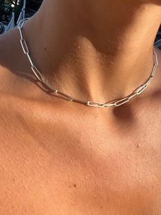 "14K Gold Plated Italian Paperclip Chain, Gold Link Layered Necklace, Layering Chunky Choker, Dainty Rectangle, Delicate Rose Gold Paper Clip * Handmade item, * Material: High Quality Solid 925 Sterling Silver * Finish: Sterling Silver ∙ 14K Gold plated ∙ 14K Rose plated * Chain Length: 12\" - 30\" * Model wears a 16 inch chain. * Necklaces are measured from end-to-end, excluding pendants. * All our work is custom made by hand with Love and Care in our workshop ♥ PROCESSING & SHIPPING - Your ord Sterling Silver Paperclip Chain Necklace As Gift, Handmade Link Chain Necklace As Gift, Handmade Link Chain Necklace Gift, Handmade Link Chain Necklace For Gift, Silver Chain Necklace With Paperclip Shape For Gift, Silver Chain Paperclip Necklace For Gift, Paperclip Shape Silver Chain Necklace For Gift, Handmade Paperclip-shaped Jewelry Gift, Handmade Paperclip Jewelry Gift