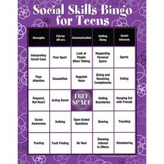 Social Skills Bingo Game for Teens product image Social Skills Teens, Social Skills Games, Social Skills Groups, Social Cues, Social Skills Activities, Teaching Social Skills, Social Thinking, Social Games, School Social Work