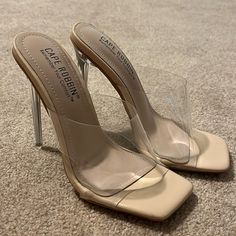 Nwot. Tried On But Never Ended Up Wearing Them. Square Toe Nude Heels. Clear Mules, Mule Heels, Capes For Women, Nude Heels, Mule, Women's Shoes Sandals, Heeled Mules, Shoes Sandals, Cape