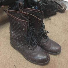 Distressed. Brown. Good Used Condition. Lace Up Combat Boots, Combat Boot, Frye Shoes, Moto Boots, Combat Boots, Size 7, Lace Up, Women Shoes, Boots