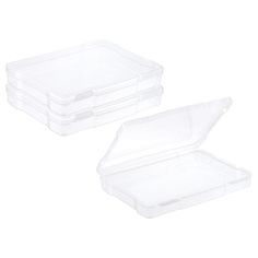 two clear plastic storage boxes with lids