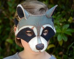 a young boy wearing a mask with a fox design on it's face and eyes