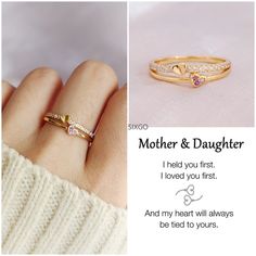 Mother & Daughter I Held You Double Heart Ring Mother's Day Gifts Gift for Her Ring for Women Minimalist Jewelry Birthday Gift - Etsy Rose Gold Birthstone Ring For Valentine's Day Gift, Rose Gold Promise Rings For Mother's Day, Mother's Day Rose Gold Promise Ring, Adjustable Heart Ring For Anniversary And Mother's Day, Adjustable Heart Ring For Anniversary On Mother's Day, Dainty Rose Gold Heart Ring For Mother's Day, Heart-shaped Promise Ring For Mother's Day, Heart Ring For Mother's Day Promise, Heart Ring For Promise On Mother's Day