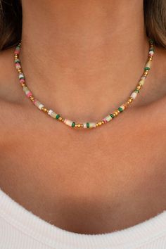 Details: Colorful Gemstone Beaded Necklace This necklace is made with natural gemstones, therefore each necklace is unique in color. Sizing: Length: approx. 16- 18 inches Adjustable Colorful Dainty Jewelry, Beaded Necklace Stacking, Diy Choker Necklace, Short Necklaces, Schmuck Diy, Beaded Necklace Diy, Gemstone Beaded Necklace, Trendy Necklaces, Colorful Jewelry