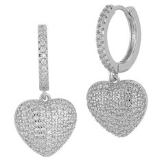 Accent your ensemble with these dazzling Cubic Zirconia Heart huggie hoop earrings. Click on this JEWELRY & WATCHES GUIDE to learn about fit, styles, materials and more! Accent your ensemble with these dazzling Cubic Zirconia Heart huggie hoop earrings. Click on this JEWELRY & WATCHES GUIDE to learn about fit, styles, materials and more! FEATURES Length: 1.1-in. Backings: click-it Metal: brass Plating: rhodium, 18k gold Finish: polished Packaging: pouch Imported Nickel freeSTONE DETAILS Stone ty Heart-shaped Cubic Zirconia Hoop Earrings, Valentine's Day Cubic Zirconia Huggie Earrings, Valentine's Day Cubic Zirconia Huggie Jewelry, Packaging Pouch, Huggie Hoop Earrings, Gold Finish, Jewelry Earrings Dangle, Cubic Zirconia, Jewelry Watches