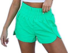 Jenny White, Run Shorts, Sold Out Sign, Solid Green, Flats Patterns, High Waist Fashion, Pink Lily, Small Tops, Athletic Shorts