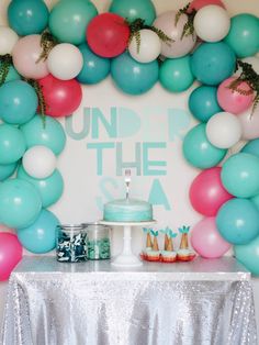 Mermaid Party Sea Themed Birthday Party, 4th Birthday Party, Sea Birthday Party, Mermaid Theme Birthday, Mermaid Parties, Little Mermaid Birthday, Mermaid Inspired, Sea Birthday