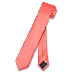 Vesuvio Napoli Narrow NeckTie Skinny Coral Pink Color Mens Neck Tie Prom Looks For Guys, Groomsmen Tie, Vesuvio Napoli, Prom For Guys, Coral Tie, Coral Pink Color, Groom Dresses, Man Weave, Plaid Tie