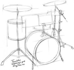 a drawing of a drum set