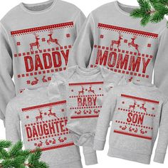 Ugly Xmas Sweatshirt. Personalized Christmas Sweaters. Christmas Outfits for Mommy Daddy Daughter So Family Matching Long Sleeve Winter Tops, Festive Winter Crew Neck Top, Family Matching Crew Neck Winter Sweater, Family Matching Long Sleeve Winter Sweater, Christmas Festive Cotton Sweatshirt, Festive Christmas Cotton Sweatshirt, Family Matching Letter Print Holiday Tops, Family Matching Holiday Tops With Letter Print, Family Matching Cotton Sweatshirt For Winter