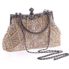 Great Shopping Ladies Hand Beaded Embroidered Evening Dress Embroidered Handbag, bags Beaded Clutch Purse, Elegant Prom, Embroidered Handbag, Shoulder Stretch, Elegant Prom Dresses, Beaded Evening Bags, Mob Dresses, Bridesmaid Accessories, Beaded Handbag