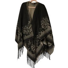 Beautiful Cape/Poncho In Black And Grey From Indigo Soul. One Size. Fringe Bottom. 100% Acrylic. Super Soft And Warm. Never Worn. Measures Appx. 42” At Its Longest. Bundle 2+ Items = Save 20% Gray Winter Shawl Poncho, Gray Shawl Poncho For Winter, Gray One-size Shawl For Winter, One Size Gray Shawl For Winter, Black Shawl Winter Outerwear, Cozy Black Shawl One Size, One Size Cozy Black Shawl, Black Shawl Cape For Fall, One Size Black Casual Shawl