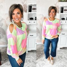 Take It Easy Colorblock Sweater Bright Spring Colors, Rachel Clark, Styling Guide, Colorblock Sweater, Bright Spring, Take It Easy, Color Block Sweater, Spring Colors, Type 1