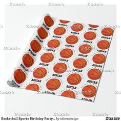 basketball birthday party stickers with the name and number on them for boys or girls