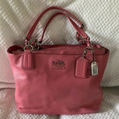 Nwot Coach Pink Zip Top Tote With Dust Bag. 14 In X 10 In. Smoke Free Pet Free Home. Coach Satchel With Zipper Closure, Coach Shoulder Satchel With Zipper Closure, Coach Satchel With Zipper Closure As Shoulder Bag, Coach Bag With Removable Pouch, Coach Double Handle Bag With Zipper, Coach Satchel With Zipper Closure For Everyday, Coach Medium Bag For On-the-go, Coach Tote Satchel With Zipper Closure, Coach Bag With Medium Shape