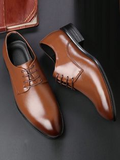 Brown  Collar    Handmade Shoes Embellished   Men Shoes Leather Shoes Brand, Business Elegant, Mens Black Dress Shoes, Vintage Business, Leather Formal Shoes, Look Formal, Leather Oxford Shoes, Business Shoes