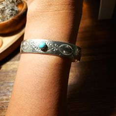 Sterling Silver Stamped R Sterling Turquoise Stone Stamped Design Adjustable Blue Engraved Cuff Bracelet, Artisan Blue Engraved Cuff Bracelet, Artisan Engraved Blue Bracelets, Turquoise Bracelet Cuff, Turquoise Cuff, Stamp Design, Silver Turquoise, Turquoise Sterling Silver, Turquoise Stone