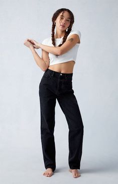 Upgrade your denim rotation with sustainable styles, starting with PacSun's Eco Black Butt Slit Dad Jeans. Crafted from sustainably sourced cotton, these high-waisted jeans feature a ripped butt slit detail and a relaxed slouchy fit that is roomy through the hip and thigh with a straight leg.Learn more about PacSun eco items PacSun Womens Eco Black Butt Slit Dad Jeans - Blue size 26 Low Rise Baggy Jeans, Jeans Pacsun, Dad Jeans, All Jeans, Stylish Jeans, Baggy Jeans, Pacsun, Wide Leg Jeans, Jean Outfits