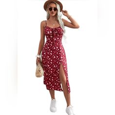 Feature: Sleeveless, Spaghetti Strap, Ruched Front, High Waist, Split Thigh, Floral Print Soft Fabric Has Some Stretch Perfect For Party, Dating, Weekend, Going Out, Holiday, Street, Outdoor And Vacation Model Measurements: Height: 68.9 Inch, Bust: 32.7 Inch, Waist: 23.6 Inch, Hips: 35 Inch. Wear: S Bohomeian Dresses, Summer Dress Inspo Aesthetic, How To Style A Floral Dress, Outfits Verano 2022, Pretty Outfits Casual, Cute Dresses Casual Classy, Summer Dress Ideas Casual, Floral Dress Outfit Ideas, Floral Dress Aesthetic