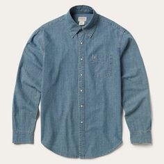 Blue Unstructured Washed Shirt In Medium Wash, Classic Washed Denim Top, Classic Washed Denim Top For Everyday, Washed Blue Chambray Denim Jacket With Long Sleeves, Medium Wash Chambray Shirt, Washed Blue Chambray Denim Jacket, Washed Blue Chambray Long Sleeve Denim Jacket, Washed Blue Chambray Long Sleeve Denim Top, Long Sleeve Chambray Denim Top In Washed Blue