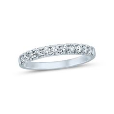 Whether it's your first or your fiftieth, this diamond anniversary band is a great way to celebrate your love. Fashioned in 14K white gold, this choice showcases eleven glistening 1/20 ct. diamonds. Radiant with 1/2 ct. t.w. of diamonds and a brilliant buffed luster, this ring shines with many more wonderful years to come. Diamond Anniversary Bands, Diamond Anniversary, Jewelry Repair, Anniversary Bands, Diamond Band, Precious Jewelry, Diamond Stone, Diamond Bands, Metal Jewelry