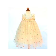 Baby Tulle Dress  | Light Yellow Tulle Dress | Daisies Tutu | Princess Summer Tutu Dress Made Of Tulle, Summer Princess Fairy Dress For Garden Party, Cream Dress For Dress-up Occasions In Spring, Cute Floral Applique Tutu Dress For Dress-up, Cute Tutu Dress With Floral Applique For Dress-up, Cute Sleeveless Tulle Tutu Dress, Cute Sleeveless Fairy Dress For Wedding, Cute Sleeveless Fairy Dress For Spring, Spring Sleeveless Cute Fairy Dress