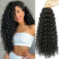 Category:Extension; Gender:Women's; Quantity:8 pack; Occasion:Birthday,Vacation,Party / Evening,Daily Wear,Party Evening; Age Group:Adults; Hair Extension Type:Pre Looped; Hair Material:Synthetic Hair; Texture:Curly; Length:18 inch; Heat Resistant:Yes; Listing Date:02/15/2023; Can Be Permed:No; Unit Weight:0.288 Deep Wave Crochet Hair, Curly Faux Locs Crochet, Wavy Hair With Braid, Curly Crochet Hair, Curly Faux Locs, Curly Crochet Braids, Water Wave Crochet, Wave Crochet, Beach Curls