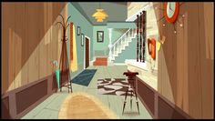 an illustration of a hallway in a house