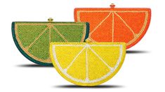 Sometimes you just gotta slow down and take life one slice at a time. Squeeze the day and celebrate the simple things that bring you joy by pairing this citrus fruit clutch with fresh spring or sunny summer outfits. Inspired by Miss Bessie's fruit bowl, this mini purse reminds you to always look on the bright side. When life throws you lemons...here's to lemonade! Each handmade purse arrives in an exquisite gift box with LimeLight chain delicately enclosed in a luxurious LimeLight velvet/satin d Satin Duster, Squeeze The Day, Look On The Bright Side, Dapper Day, On The Bright Side, Luxury Purses, Handmade Purses, Orange Crush, Rhinestone Designs