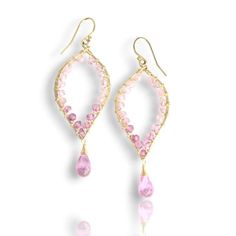 Agape Artisan Jewelry PINK TOPAZ WIRE WRAPPED EARRINGS 14k gold filled Elegant Pink Hand Wrapped Jewelry, Elegant Pink Jewelry Hand Wrapped, Elegant Hand Wrapped Pink Jewelry, Unique Pink 14k Gold Jewelry, Unique Pink Gemstone Earrings, Fine Jewelry Pink Briolette Jewelry, Handmade Pink 14k Gold Jewelry, Unique Pink Teardrop Jewelry, Handmade 14k Gold Pink Jewelry