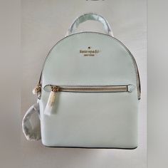 Nwt Kate Spade Leather Backpack Small Size Beautiful Light Mint Color Perfect For Summer Time Hands Free Carrying! Clean And Smoke-Free Storage At My Home Here To Answer Any Questions. I Would Totally Keep This If I Had Any Clothes To Match. :) Kate Spade Backpack With Adjustable Strap For Errands, Kate Spade Leather Backpack For Errands, Kate Spade Casual Standard Backpack, Kate Spade Leather Backpack For On-the-go, Luxury Kate Spade Standard Backpack, Kate Spade Green Leather Shoulder Bag, Kate Spade Leather Backpack, White Kate Spade Bag With Zipper Closure, Kate Spade Casual Backpack For On-the-go