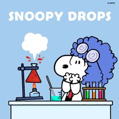 snoopy droops is sitting at his desk in front of a lamp