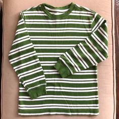 Boy’s M (8) Like New/Unused Excellent Condition Long Sleeve Cotton T-shirt For Playwear, Striped Cotton Top For Playwear, Casual Relaxed Fit Tops For Playwear, Playful Striped Tops For Playwear, Playful Green Tops For Winter, Cotton T-shirt For Playwear In Fall, Playful Green Long Sleeve T-shirt, Striped Tops For Playwear In Spring, Striped Tops For Spring Playwear