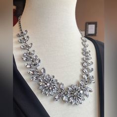 Beautiful Necklace, Stunning Rhinestone Floral Design Silvertone Measures 18 Inches Long Bundle For Discount Ships The Same Or Next Business Day Jewelry Necklace Special Occasion Wedding Gala Party Evening Rhinestone Silvertone Tiktok Blogger Crystal Bridal Necklace With Jeweled Costume Jewelry, Crystal Jeweled Bridal Necklace In Costume Style, Wedding Necklaces With Rhinestones, Dazzling Crystal Rhinestone Necklace, Silver Crystal Necklace With Rhinestones, Party Cubic Zirconia Crystal Necklaces, Silver Crystal Necklace With Rhinestones And Cubic Zirconia, Silver Cubic Zirconia Crystal Necklace With Rhinestones, Elegant Crystal Necklace With Sparkling Stones