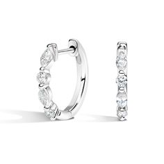 18K White Gold Round and Marquise Diamond Huggie Hoop Earrings | Versailles | Brilliant Earth White Gold Earrings Zales, Classic White Huggie Diamond Earrings, Classic Diamond White Huggie Earrings With Halo Design, White Brilliant Cut Huggie Earrings, White Huggie Earrings With Brilliant Cut, White Diamond Huggie Earrings For Anniversary, White Brilliant Cut Huggie Earrings For Anniversary, Classic Diamond White Brilliant Cut Huggie Earrings, Classic Brilliant Cut Diamond White Huggie Earrings