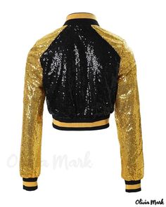 Olivia Mark - Zipped coat with long sleeves and contrasting sequins Olivia Mark, Long Sleeves, Long Sleeve, Manche