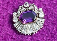 Handmade Brooch American Diamond (Zircon) Gemstones -- Amethyst (Lab Created) Metal -- Sterling Silver Silver Wt. -- 20.800gm Silver purity --92.5% Brooch Finishing white/gold Brooch All The Diamonds Are Real & Natural This item takes minimum 10 to 14 Days to ship after receiving the payment. Payment WE ACCEPT PAYMENT THROUGH PayPal. About Us:- Welcome to AnshAntiqueJewellery. We sell Designer Range of Vintage/Victorian Style Rose Cut & Antique Cut Diamond,Single Cut Diamond Beautified with Gems Royal Jewels British, British Royal Jewellery, Queens Jewellery, Amethyst Brooch, British Crown Jewels, Royal Jewellery, Royal British Legion, Queens Jewels, Isabel Ii