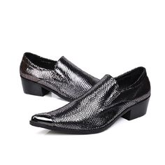 Men's Glitter Snake Skin Pattern Leather Black Shoes High Heels Pointed Toe Loafers Formal Dress Oxford Shoe grey-37 Party Loafers With Almond Toe Slip-on, Gray Round Toe Loafers For Spring, Slip-on Closed Toe Party Dress Shoes, Party Dress Shoes Slip-on Closed Toe, Party Leather Slip-on Shoes With Pointed Toe, Slip-on Leather Shoes With Pointed Toe For Party, Slip-on Pointed Toe Leather Party Shoes, Gray Flat Heel Loafers For Spring, Gray Slip-on Loafers For Spring