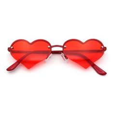 Looking for an authentic 70s hippie look? Here is the latest revamp of timeless 70s hippie heart shape lens shades with an authenticity. The style does not need any more descriptions. Made with premium metal base design with true vintage vibe half rim with pop solid color 100% UV400 polycarbonate lenses. Heading to your favorite music festival, or a simple get together? These will fit any activities requiring maximum hipness. (c542) Size: 5 1/2" (139mm) x 1 5/8" (40mm).  Color: Red.  Gender: fem 70s Sunglasses, 70s Hippie, Hippie Look, Plastic Sunglasses, Heart Shaped Sunglasses, Base Design, Heart Sunglasses, Color Lenses, Tiny Heart