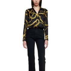 Versace Chain Printed Long-Sleeved Shirt Msrp $1400 Nwt Size:46 Large Women Will Ship Fast And With Bag Protection, No Returns Ask Questions Or For More Photos And I’ll Happily Send Them To You :) Designer Gold Blouse For Workwear, Luxury Gold Blouse For Workwear, Gold Luxury Blouse For Formal Occasions, Designer Gold Blouse For Formal Occasions, Versace Tops Women, Versace Shirt Outfit Women, Versace Shirt Women, Versace Outfit Women, Versace Silk Shirt