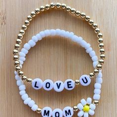 Mama Bracelet / Mom Bracelet / Love You Mom Bracelet / Mama Heishi Bracelet / Bracelet for Mom / Mothers Day Bracelet Stack Flower Bracelet - Etsy White Charm Bracelet With Extender As Gift, Adjustable White Charm Bracelet With Extender, Casual Name Bracelet For Mother's Day Gift, Handmade White Friendship Bracelets For Mother's Day, Dainty White Charm Bracelet For Mother's Day, White Adjustable Bracelets For Mother's Day, Adjustable White Bracelets For Mother's Day, White Casual Stretch Bracelet For Mother's Day, Casual White Stretch Bracelet For Mother's Day