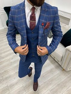 Italian Style Suit, Men Suits Blue, Sky Blue Suit, Blue Slim Fit Suit, Blue Suit Men, Pants Gift, Suit Material, Plaid Suit, Casual Styles