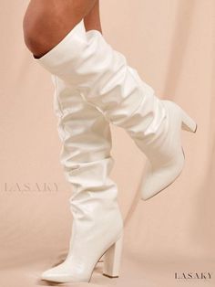 Lasaky - Womens Contemporary Slouch Knee High Boots with Chunky Heel Womens Knee Boots, Spring Shoes Women, Long Shoes, Hand Sewn Leather, Birthday Inspo, Thigh Boots, Fashion Shoes Flats, Slouched Boots, Leather Flat Shoes